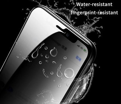 Close-up of a waterproof smartphone screen with water droplets, showcasing fingerprint-resistant and durable display features.

