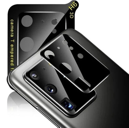 Black 9H hardness 3D tempered glass camera lens protector for Samsung Galaxy S20 Ultra, anti-scratch and full coverage.